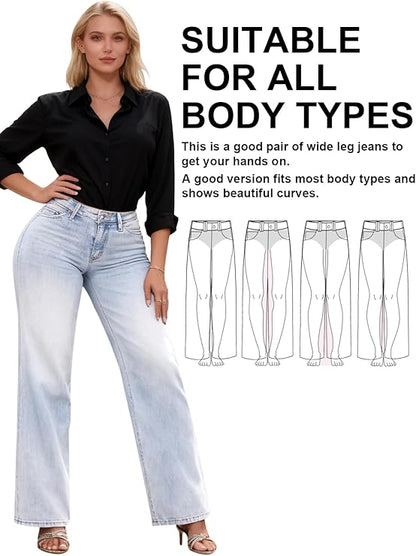 👖New arrival 40% OFF!💃 Women's Mid-Low Rise Baggy Jeans – Stretchy Wide Leg, Structured Fit & Everyday Style ✨