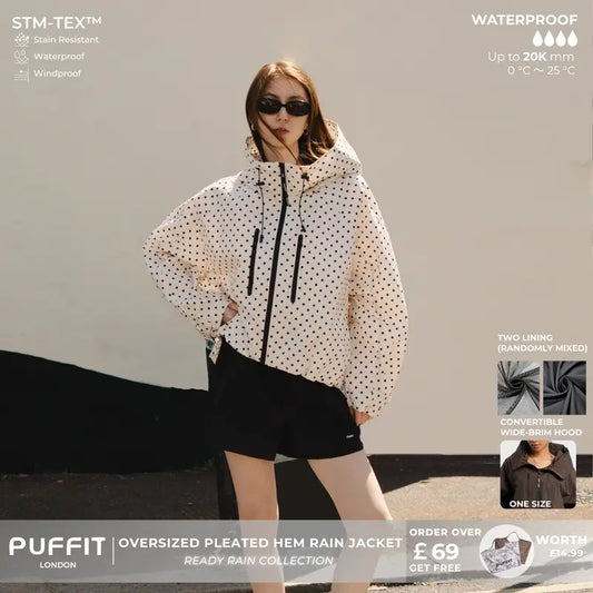 ⏳🔥LIMITED-TIME 50% OFF! ⏰ Wide-Brim Hood💧Short Oversized Rain Jacket With Bubble Hem,Adjustable Cuffs🧥