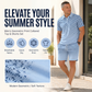 ⏳Time-Limited Special⏰Men's Geometric Print Collared Top & Shorts Set – Modern Pattern & Breathable Coordinated Look 🔷