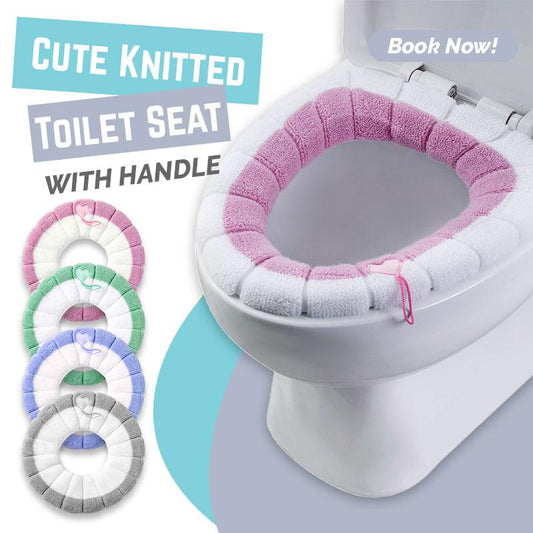 ⏳🔥LIMITED-TIME 50% OFF! ⏰🧶 BUY 1 GET 1 FREE! ✨ Cozy Knitted Toilet Seat Cover with Hygienic Lift Handle – Soft Warm Bathroom Cushion, Breathable Stretch Fit, Easy Install & Washable