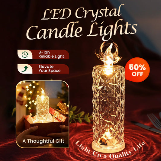 ⏳🔥LIMITED-TIME 50% OFF! ⏰LED Crystal Candle Lights- Romantic Tabletop Night Lights🎁
