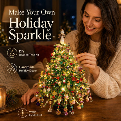 🔥Hot Sale 50% OFF🔥 Elegant Beaded Mini Christmas Tree – Collector's Holiday Decor Set, Tabletop 🎄