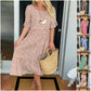 🏖️Summer Hot Sale ￡17.99!!💃Round Neck Polka Dot Print Midi Dress