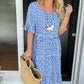 🏖️Summer Hot Sale ￡17.99!!💃Round Neck Polka Dot Print Midi Dress