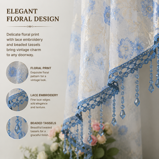 🔥55% OFF on selected products🎉🌸Lace Short Door Curtain with Tassels