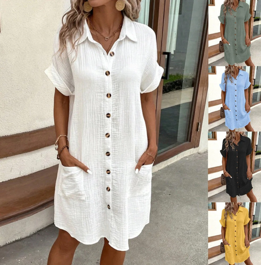 ⏳Limited time – 55% OFF⏰✨Women’s Summer Midi Dress – Breezy, Flattering & Effortlessly Chic! Lightweight Button-Down with Pockets 🇬🇧☀️