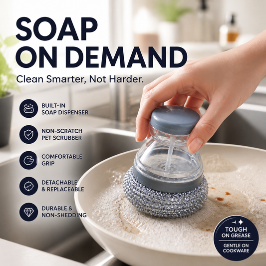 ⏳🔥LIMITED-TIME 50% OFF! ⏰Scrubber Brush ! Built-in soap, non-scratch & ergonomic. Clean pots easily – grab yours! ✅