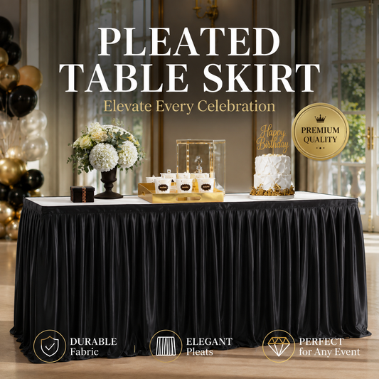 ⏳🔥LIMITED-TIME 50% OFF! ⏰Pleated Table Skirt for Events, elegant & easy to install🌹