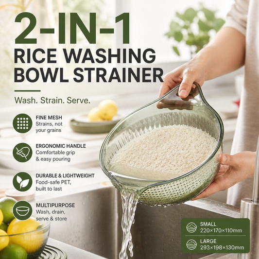 ⏳🔥LIMITED-TIME 50% OFF! ⏰ Wash Rice Without Losing a Grain – Fine Mesh Colander Bowl with Handle. UK Stock🍚