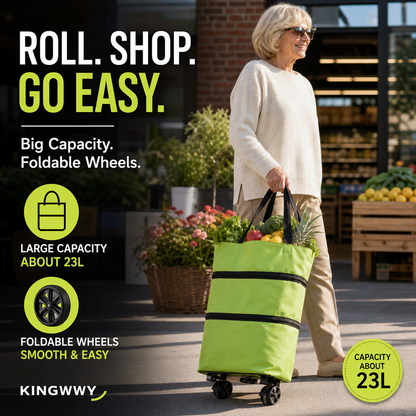 🔥Limited Offer ￡11.99!!⚡50K+ SOLD!🛍️2-in-1 Convertible shopping tote – hides wheels, holds 20kg, expands with zipper!