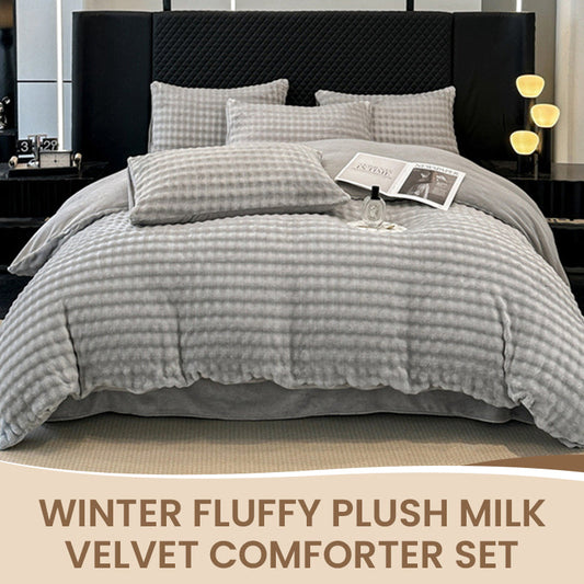 ⏳🔥LIMITED-TIME 50% OFF! ⏰Winter Fluffy Plush Milk Velvet Comforter Set🛏️