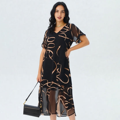 ⏳Limited-time 66% off⏰Flowy V-Neck Printed Long Dress👗