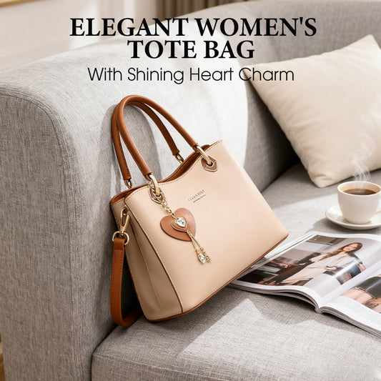 👜 LIMITED-TIME 50% OFF! ✨Elegant Heart Charm Tote Bag | Soft Faux Leather Crossbody with Adjustable Strap | Spacious Women's Shoulder Handbag💖