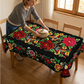 📢📢 50% OFF !! ⏰ Mexican Floral Tablecloth with Scalloped Edge – Vibrant Print, Soft Drape & Perfect for Dining Tables, Garden Parties & Everyday Meals 🌺✨