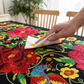 📢📢 50% OFF !! ⏰ Mexican Floral Tablecloth with Scalloped Edge – Vibrant Print, Soft Drape & Perfect for Dining Tables, Garden Parties & Everyday Meals 🌺✨