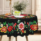 📢📢 50% OFF !! ⏰ Mexican Floral Tablecloth with Scalloped Edge – Vibrant Print, Soft Drape & Perfect for Dining Tables, Garden Parties & Everyday Meals 🌺✨