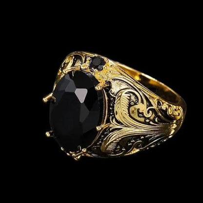 ⏳🔥LIMITED-TIME 50% OFF! ⏰💍Vintage Engraved Black Simulated Gemstone Ring – Bold Vintage Charm for Everyday & Occasion Wear ✨