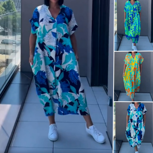 🌸 60% OFF NOW! 🌸Women's Casual Elegant Printed V-Neck Dress