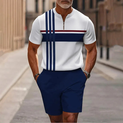 ⏳Limited time – 50% OFF⏰👕Summer Hot Sale 50% OFF⭐Men's Quarter-Zip Shirt & Shorts Set