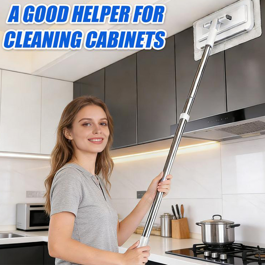 🧹 50% OFF NOW! ✨ Telescopic Flat Dust Mop – Long handle, shark-tooth lock & deep-cleaning microfiber – Perfect for ceiling, cabinets & walls 🏠
