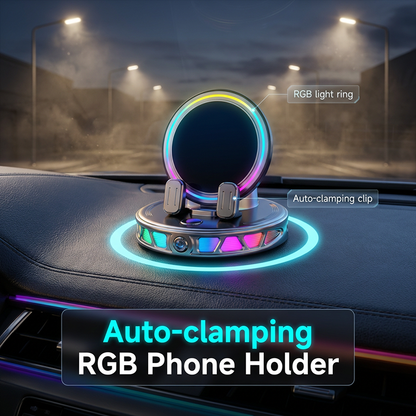 ⏳🔥LIMITED-TIME 50% OFF! ⏰📱 RGB Car Phone Mount ✅ Auto-Clamping & Wireless Charging | Safe One-Hand Driving 🚗