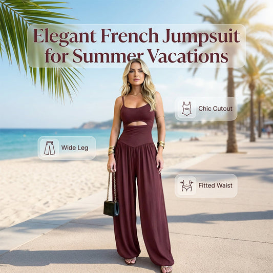 👗 2026 New Arrivals 50% OFF✨ Sleeveless Cutout Wide-Leg Jumpsuit with Adjustable Back Tie – Alluring, Flowy, Sophisticated 🌴