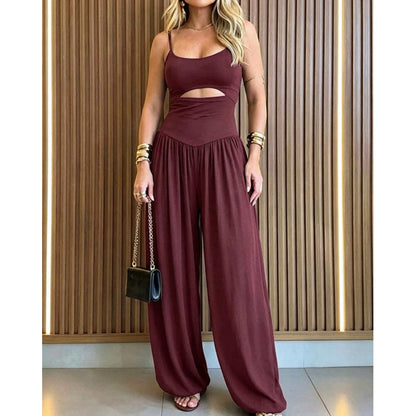 👗 2026 New Arrivals 50% OFF✨ Sleeveless Cutout Wide-Leg Jumpsuit with Adjustable Back Tie – Alluring, Flowy, Sophisticated 🌴