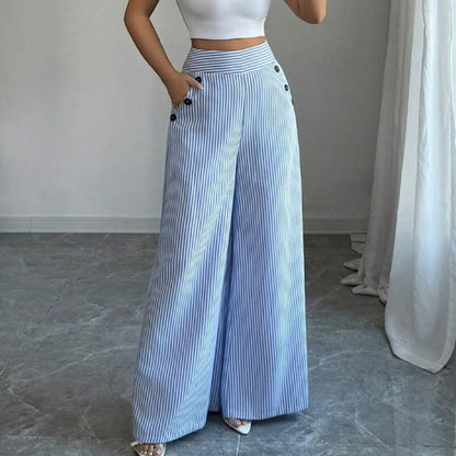 Pantalon taille haute à jambes larges