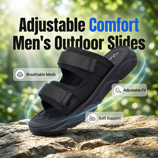 ⏰ LIMITED-TIME 60% OFF! 🏃 Men's Adjustable Dual-Strap Slide Sandals – Breathable Mesh, Cushioned, Secure Fit ✨