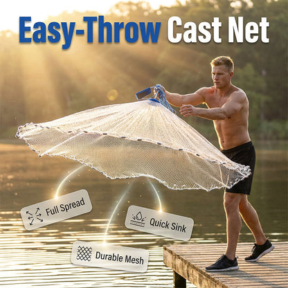 ⏳🔥LIMITED-TIME 50% OFF! ⏰Easy-Throw Cast Net – Heavy-Duty Mesh, Rapid Sinking, Versatile 🌊