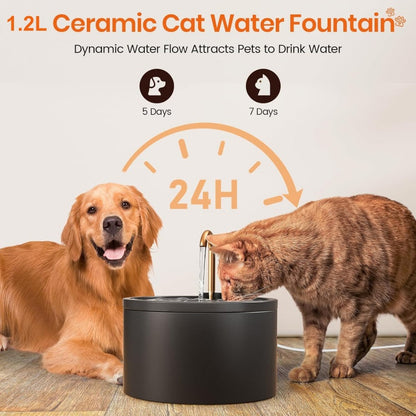 🐾 PROMOTION LIMITÉE À -50 % ! ✨ Fontaine à eau en céramique pour animaux avec robinet