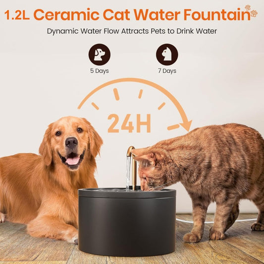 🐾 PROMOTION LIMITÉE À -50 % ! ✨ Fontaine à eau en céramique pour animaux avec robinet