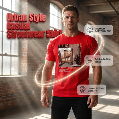 👕 50% DE RÉDUCTION ⏰ T-shirt manches courtes style urbain New York City – Coton doux, graphisme iconique & respirant – parfait pour un look décontracté ou les voyages – inspiré du streetwear américain 🗽