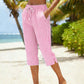 🎁2026 New Arrivals 60% OFF💥Gingham Capri Pants – Drawstring Comfort & Breathable Cotton-Linen