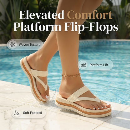 📢📢50% OFF !! ⏰Women's Woven Strap Platform Flip-Flops – Cushioned footbed & durable straps – Lightweight, perfect for beach, pool or casual summer days – comfy and stylish ☀️