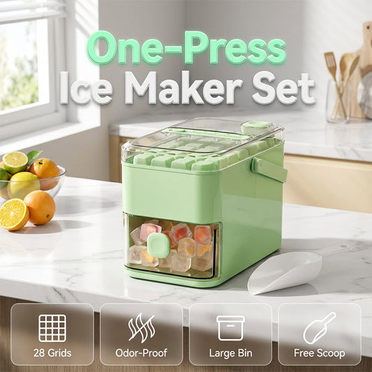 🎁 Heta sommarerbjudanden - 63% rabatt! 🧊Press-Type Ice Cube Maker with Storage Bin