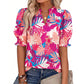🌸50% OFF NOW🌸Women's Boho V-Neck Puff Sleeve Blouse | Floral Print Dressy Casual Top for Office & Weekend Wear