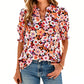 🌸50% OFF NOW🌸Women's Boho V-Neck Puff Sleeve Blouse | Floral Print Dressy Casual Top for Office & Weekend Wear