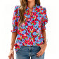🌸50% OFF NOW🌸Women's Boho V-Neck Puff Sleeve Blouse | Floral Print Dressy Casual Top for Office & Weekend Wear