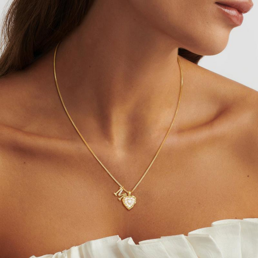 💎 LIMITED-TIME 55% OFF! 💥 Heart Shaped Letters Micro Pave Chain Necklace – Initial Pendant, Titanium Steel, Adjustable ✨