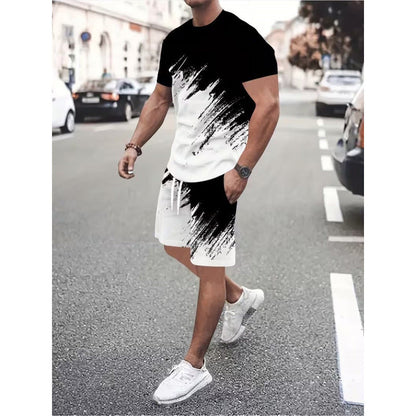 👕NOW 55% OFF! 💥 Men's Summer Dynamic Print Casual Set – 3D Brushstroke, Ultra-Soft, Ergonomic Fit ✨