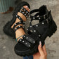 ⏳Begränsad tid – 50% rabatt⏰Edgy Studded Platform Roman Sandals
