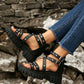 ⏳Begränsad tid – 50% rabatt⏰Edgy Studded Platform Roman Sandals