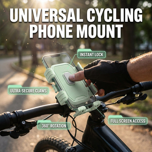 ⏳🔥LIMITED-TIME 50% OFF! ⏰🚴 Universal Cycling Phone Mount – 1-Second Instant Lock & 360° Rotation, Ride with Your Phone Securely Mounted 📱