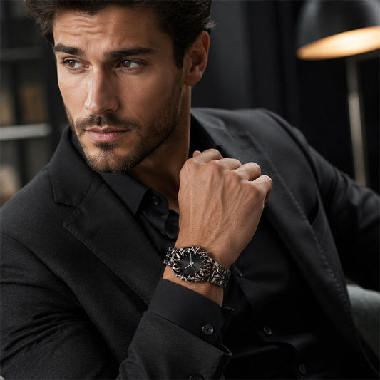 ⌚ LIMITED-TIME 55% OFF! ✨ Creative Claw-Shaped Quartz Watch for Men – Red Dial, Sculptural Bracelet, Statement Style 🔥