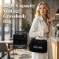 🎁2026 New Arrivals 60% OFF💥Women's Vintage Large-Capacity Crossbody Bag – Ribbed Fabric, Multi-Zip, Geometric Strap 🌿