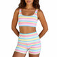 📢📢55% OFF !! ⏰Women’s Rainbow Stripe Tank & Shorts Set