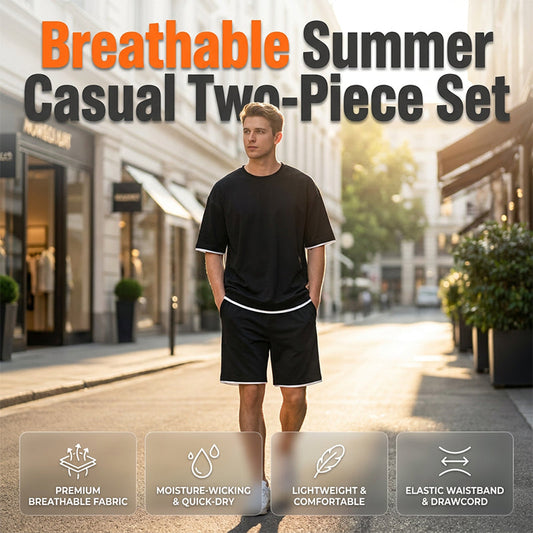 🎁2026 New Arrivals 55% OFF💥Men's Waffle Knit T-Shirt & Shorts Set – Cooling Sensation Fabric & Relaxed Fit Design 💙