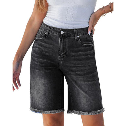 🎁2026 New Arrivals 40% OFF💥Women's Casual High Waisted Fringed Denim Shorts – Stretchy & raw hem – Perfect for summer, beach or casual outings – comfortable and trendy 🏖️✨
