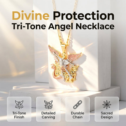 🎁2026 New Arrivals 60% OFF💥Tri-Tone Angel Guardian Pendant Necklace – Elegant & symbolic – Perfect for daily wear or gifting – delicate and meaningful ✨💛🪽